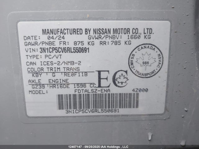 3N1CP5CV6RL550691 Nissan 2024
