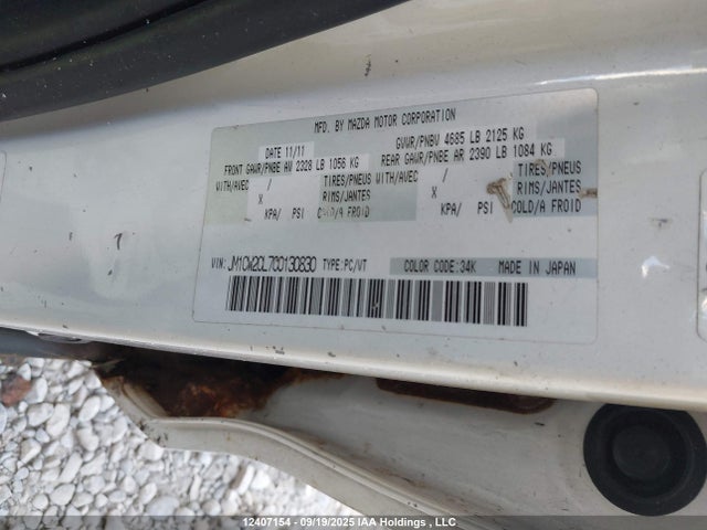2012 Mazda 5 მანქანა იყიდება აუქციონზე, vin: JM1CW2CL7C0130830, აუქციონის ნომერი: 12407154