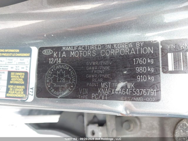 KIA dohc mpi nu 2015 KNAFX4A64F5376791 Image 9