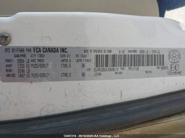 2C4RDGBG0JR308114 Dodge Grand Caravan