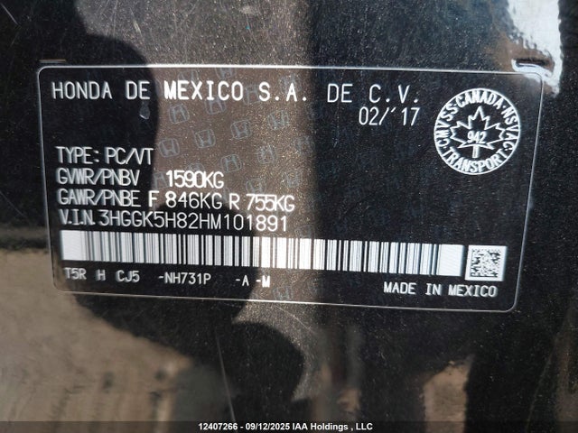 3HGGK5H82HM101891 Honda l15b1/l15b3
