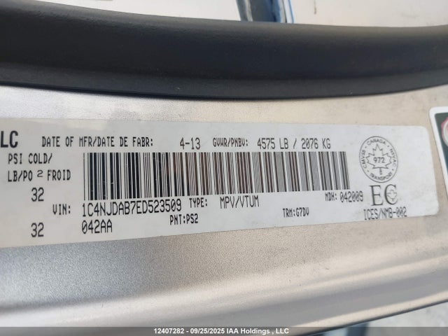 Jeep Compass 2014 1C4NJDAB7ED523509 Image 9