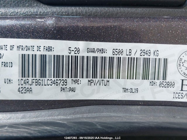 1C4RJFBG1LC346739 Jeep Grand Cherokee