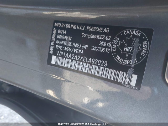 Porsche Cayenne 2014 WP1AA2A2XELA92039 Image 9