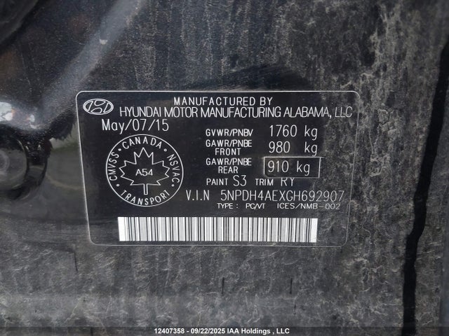 Hyundai dohc mpi nu 2016 5NPDH4AEXGH692907 Image 19