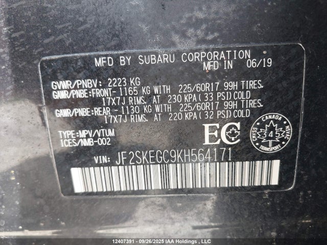 JF2SKEGC9KH564171 Subaru naturally aspirated c5