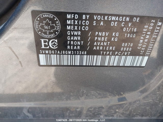 3VWD67AJ8GM313348 Volkswagen 1.4t