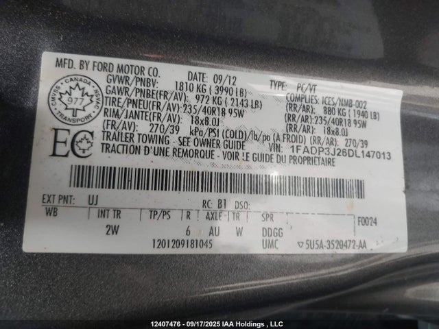 Продажа на аукционе авто 2013 Ford Focus Titanium, vin: 1FADP3J26DL147013, номер лота: 12407476
