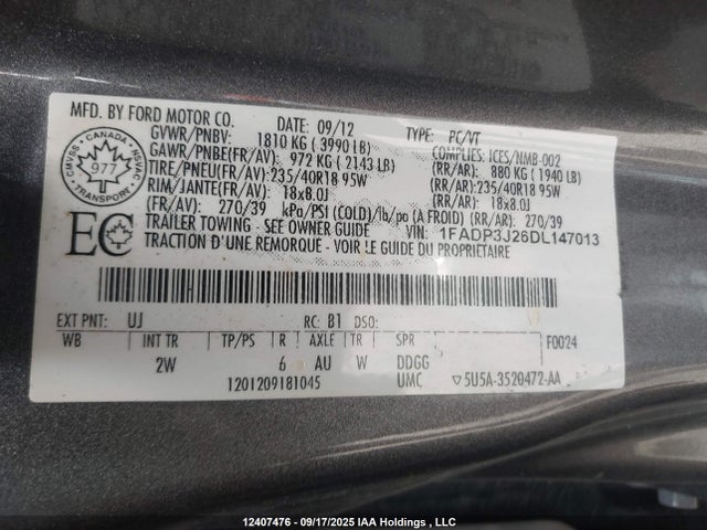 Продажа на аукционе авто 2013 Ford Focus Titanium, vin: 1FADP3J26DL147013, номер лота: 12407476