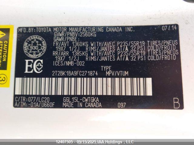 Lexus 2gr-fe 2015 2T2BK1BA9FC271874 Image 10