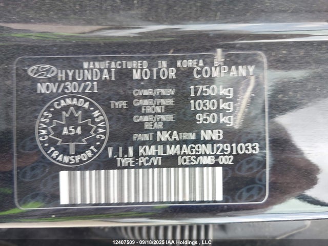 KMHLM4AG9NU291033 Hyundai mpi nu pe