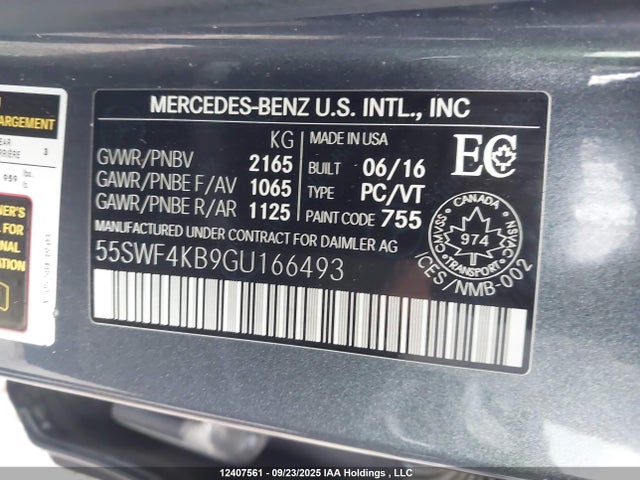 55SWF4KB9GU166493 Mercedes-Benz C-Class