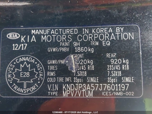 KIA g 2018 KNDJP3A57J7601197 Image 9