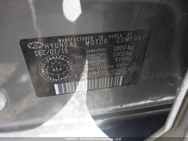 Продаж на аукціоні авто 2016 Hyundai Elantra Gt Gls, vin: KMHD35LH2GU324072, номер лоту: 12407574