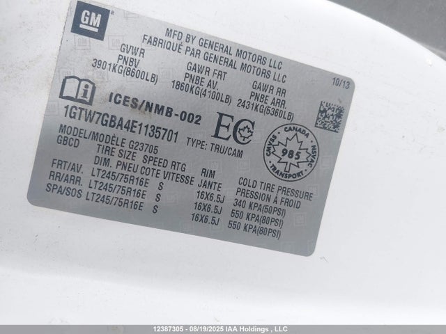 GMC l20 - flex fuel(gas/ethanol), iron 2014 1GTW7GBA4E1135701 Image 9