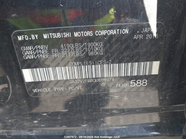 Mitsubishi dohc mivec 2016 JA32V2FW8GU604074 Image 18