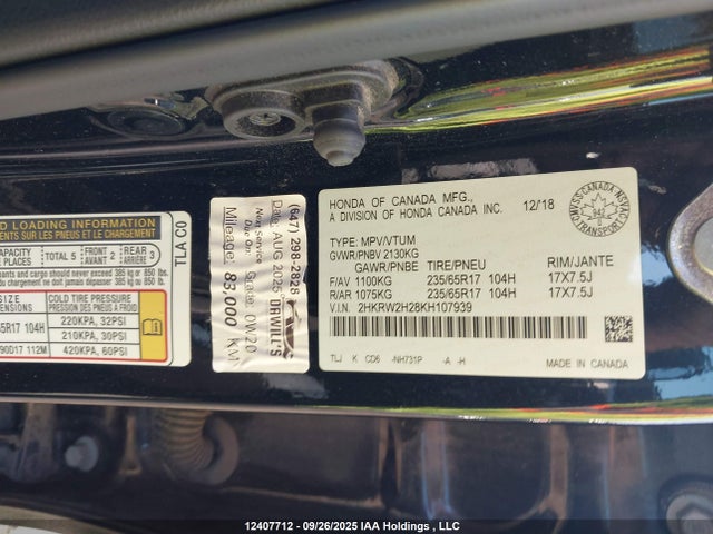 Honda CR-V 2019 2HKRW2H28KH107939 Image 26