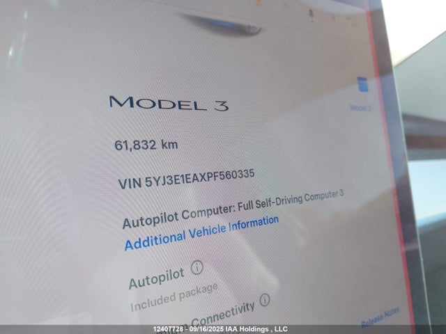 5YJ3E1EAXPF560335 Tesla MODEL 3