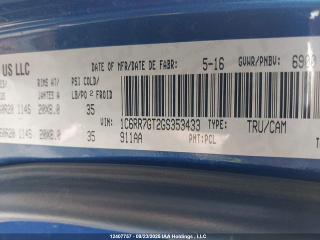 1C6RR7GT2GS353433 RAM 2016