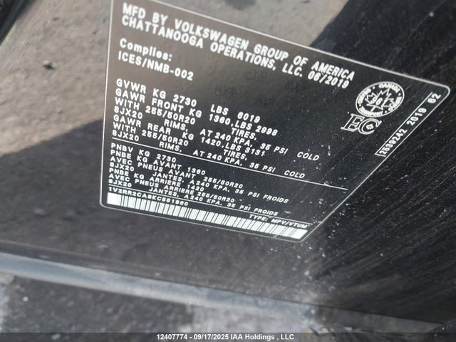 1V2RR2CA8KC581860 Volkswagen fsi