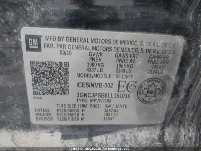 Chevrolet luv - mfi, variable valve timing, e85 max, alum 2020 3GNCJPSB6LL161016 Image 9