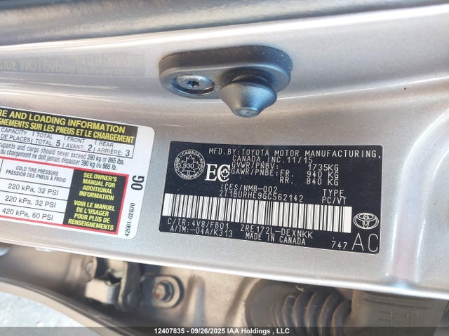 2T1BURHE9GC562142 Toyota 2zr-fe