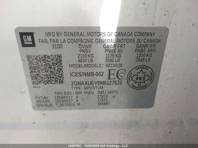 2GNAXUEV9M6127538 Chevrolet lyx