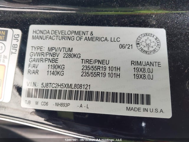 Acura k20c4 2021 5J8TC2H5XML808121 Image 9