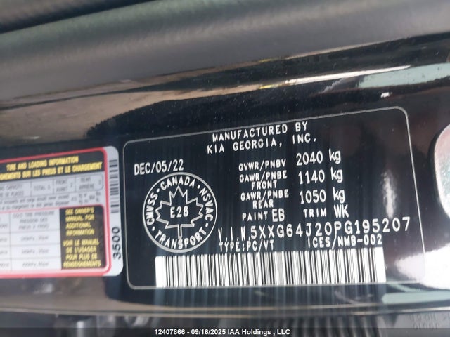 5XXG64J20PG195207 KIA t-gdi gamma ii