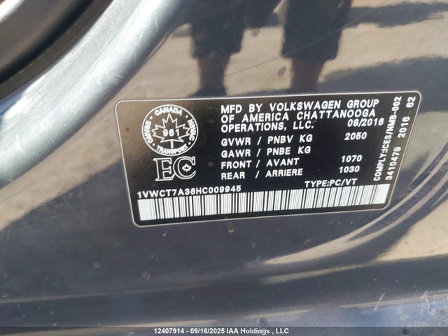 1VWCT7A36HC009945 Volkswagen 1.8 tsi