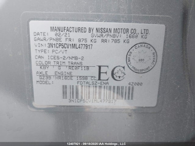 3N1CP5CV1ML477917 Nissan 2021
