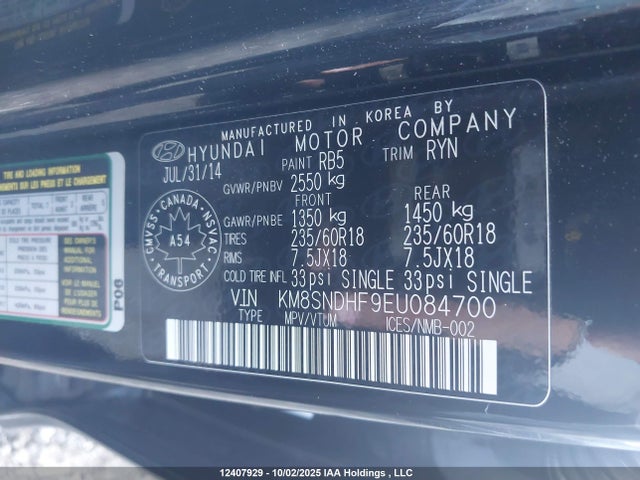 KM8SNDHF9EU084700 Hyundai dohc gdi lambda