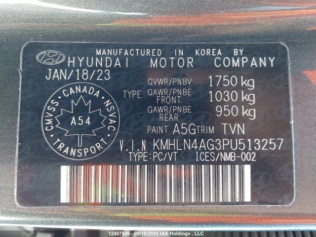 KMHLN4AG3PU513257 Hyundai mpi nu pe