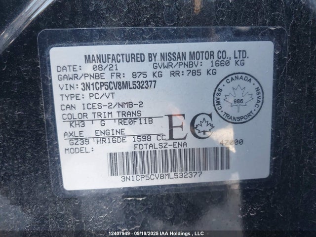 3N1CP5CV8ML532377 Nissan 2021
