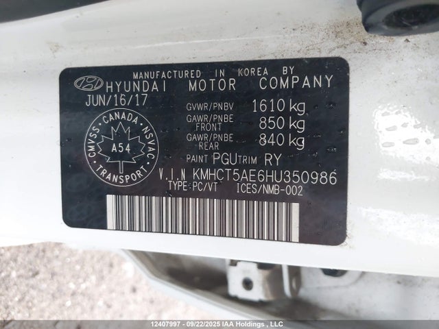 KMHCT5AE6HU350986 Hyundai 2017