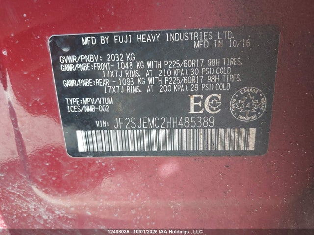 JF2SJEMC2HH485389 Subaru naturally aspirated c5