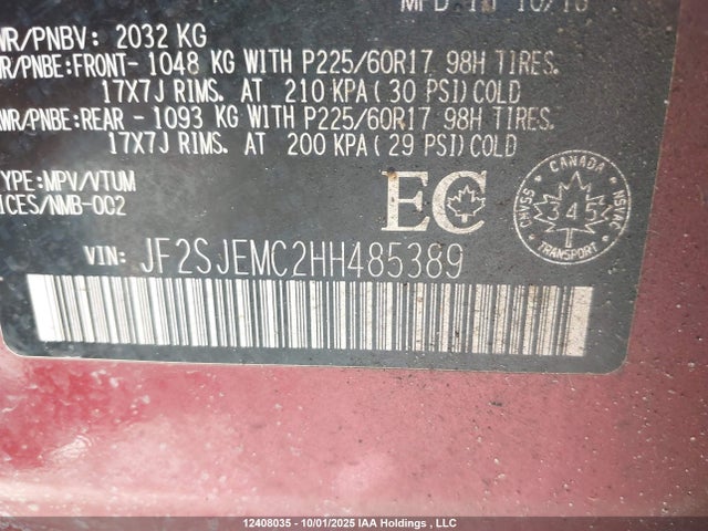 JF2SJEMC2HH485389 Subaru naturally aspirated c5