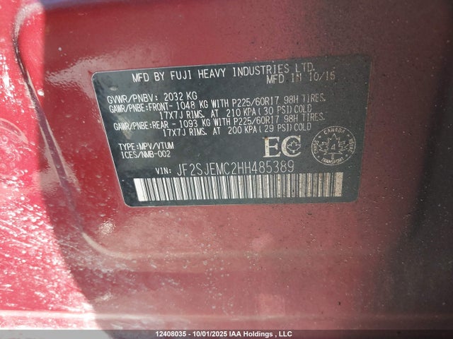 JF2SJEMC2HH485389 Subaru naturally aspirated c5