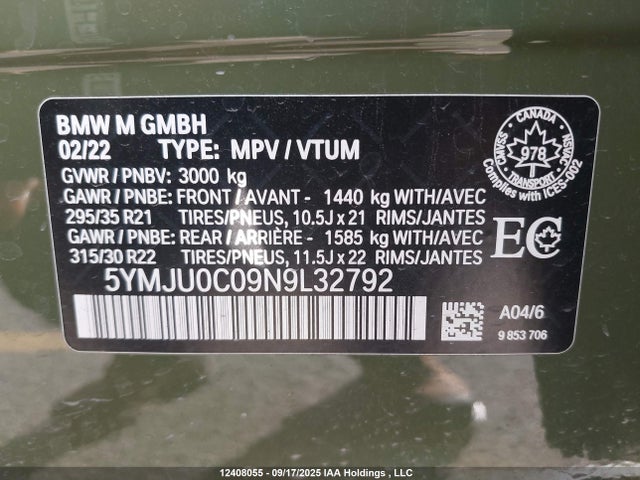 5YMJU0C09N9L32792 BMW X5