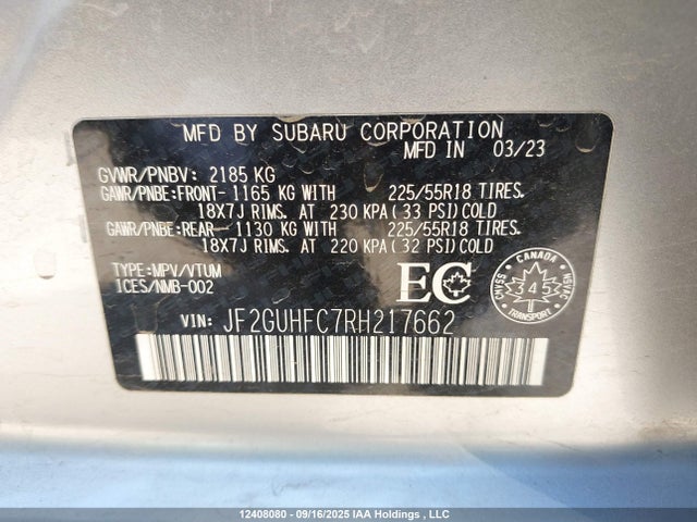 JF2GUHFC7RH217662 Subaru na