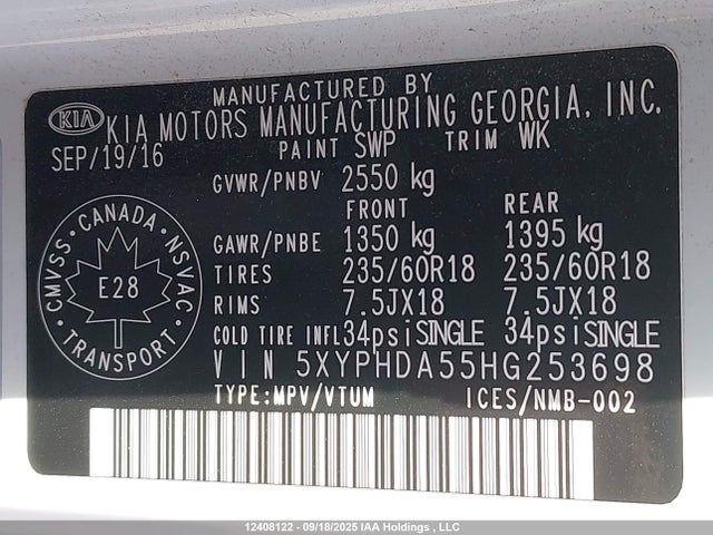 5XYPHDA55HG253698 KIA Sorento