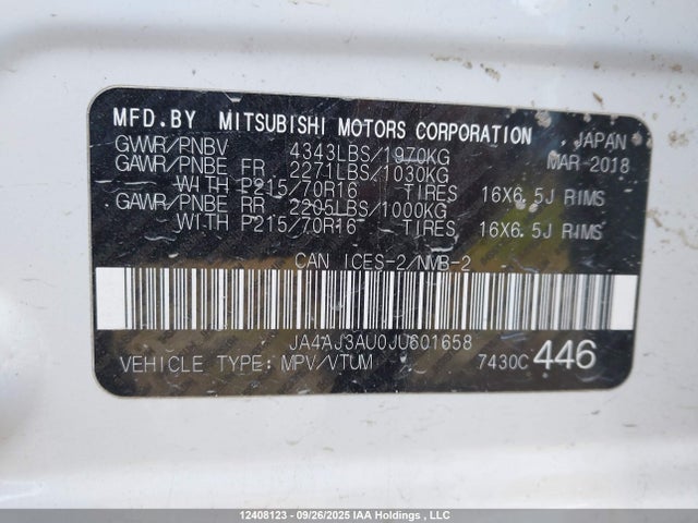 JA4AJ3AU0JU601658 Mitsubishi mivec