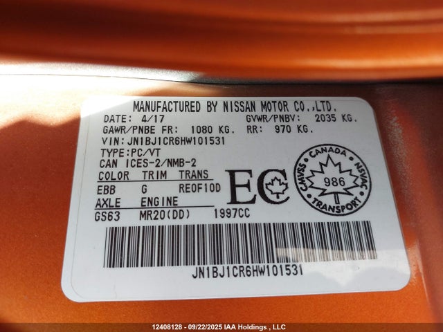 JN1BJ1CR6HW101531 Nissan 2017