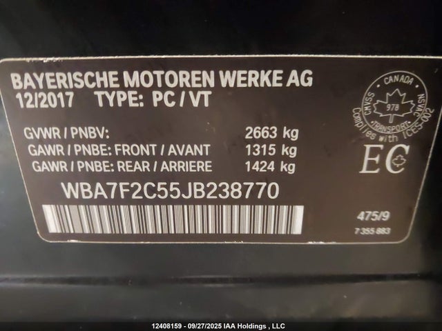 BMW 2018 2018 WBA7F2C55JB238770 Image 9