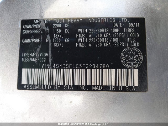 4S4BSFLC5F3234780 Subaru 3.6l c0