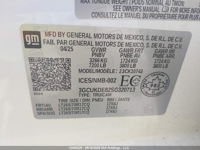 3GCUKDE82SG320713 Chevrolet lz0