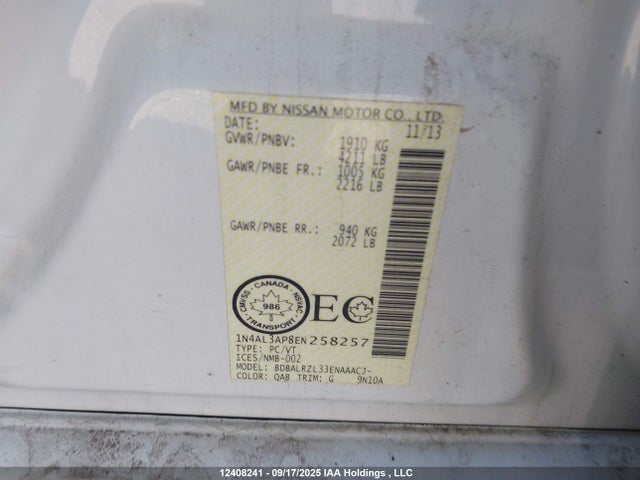1N4AL3AP8EN258257 Nissan 2014
