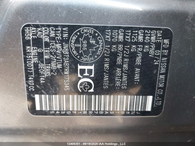 Nissan Rogue 2024 JN8BT3AB7RW175345 Image 9