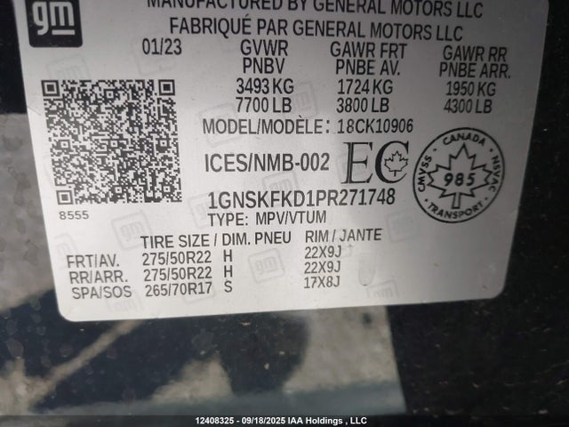 Chevrolet Suburban 2023 1GNSKFKD1PR271748 Image 9