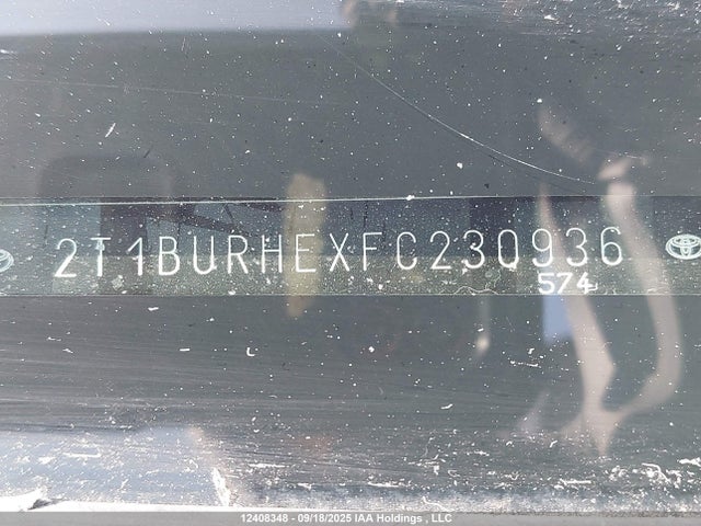 2015 Toyota Corolla S მანქანა იყიდება აუქციონზე, vin: 2T1BURHEXFC230936, აუქციონის ნომერი: 12408348